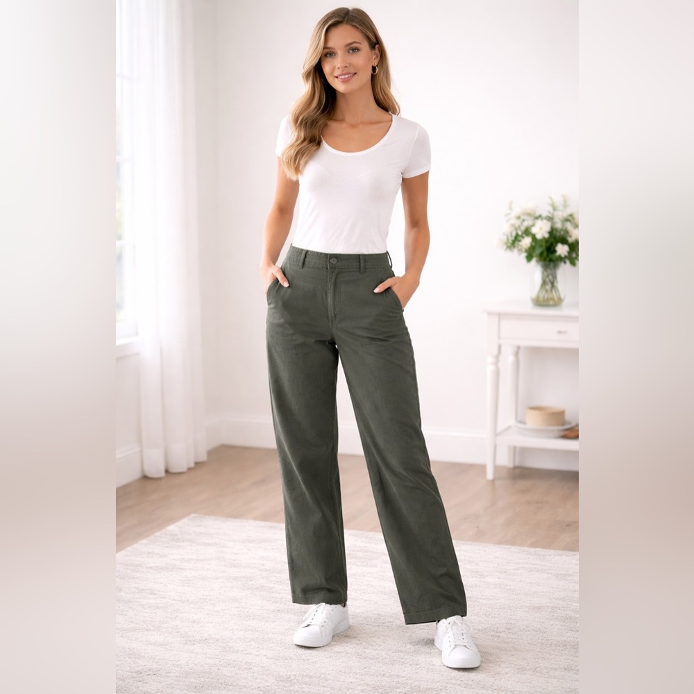 GAP Olive Relaxed-Fit Trousers